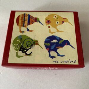 DEREK OF NEW ZEALAND SET OF 6 COASTERS KIWI APPLIQUE